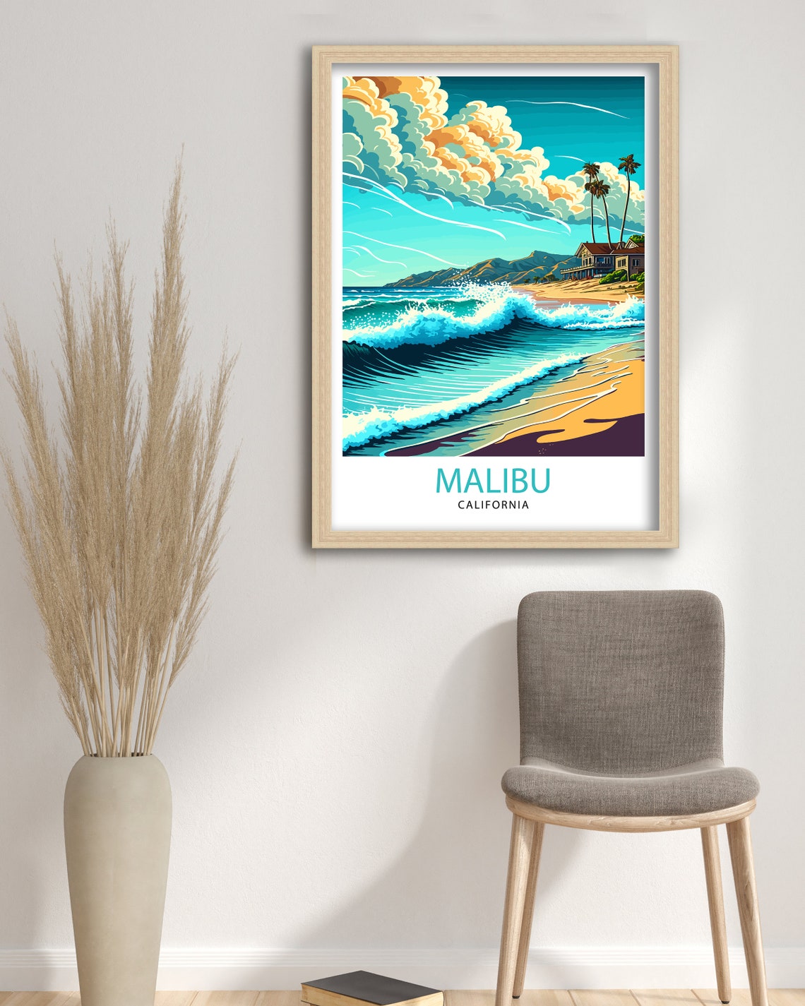 Malibu California Travel Print Malibu Wall Decor Malibu Home Living Decor Malibu California Illustration Travel Poster Gift For Malibu - Image 3