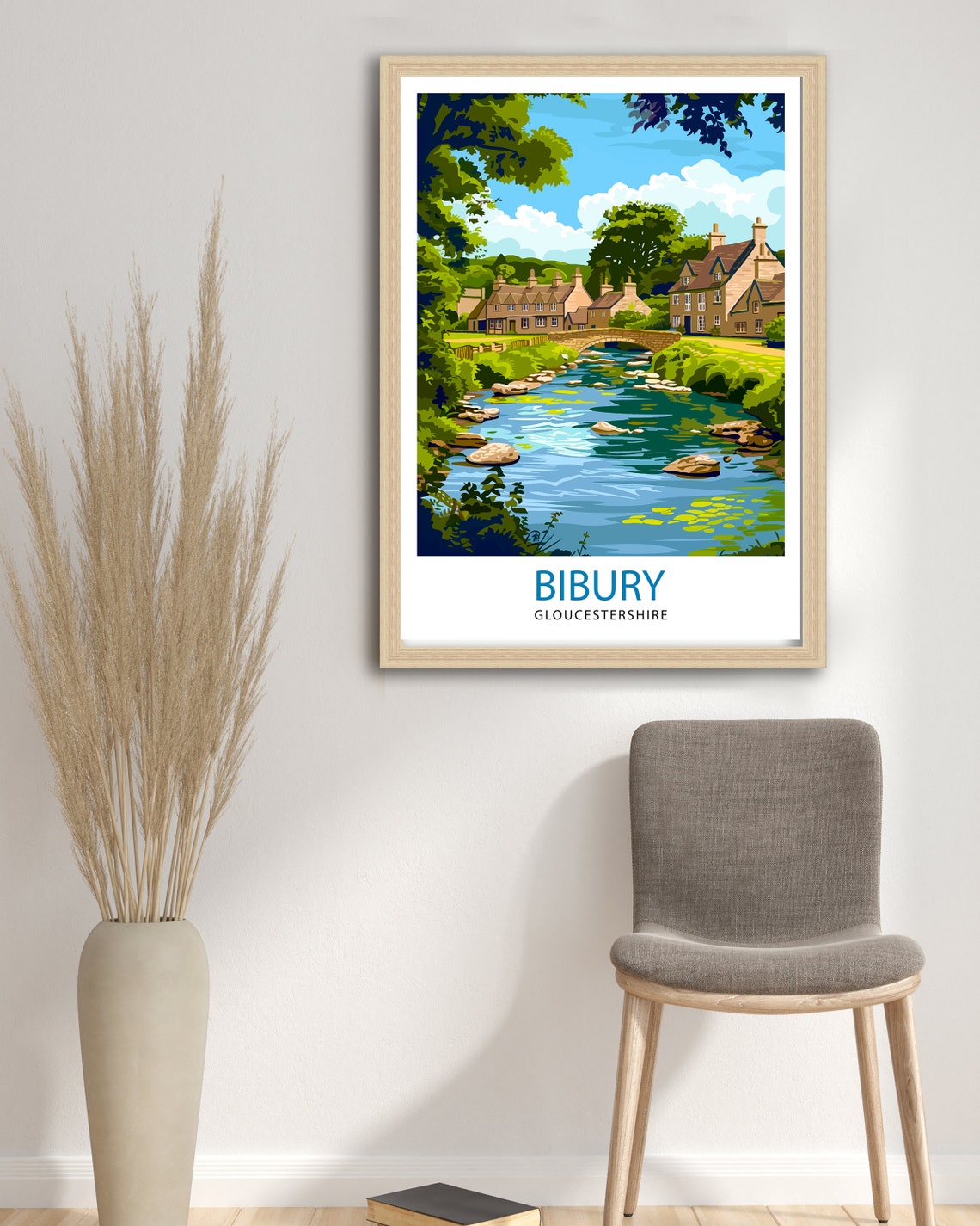 Bibury Gloucestershire Stone Bridge River Cottages Travel Poster - Image 2
