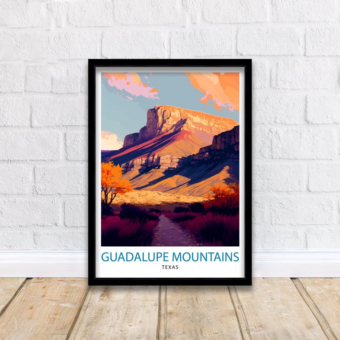 Guadalupe Mountains Texas Desert Mesa Sunset Landscape Poster - Image 2