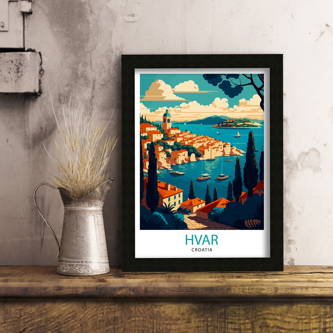 Hvar Croatia Travel Poster, Hvar Wall Decor - Image 3