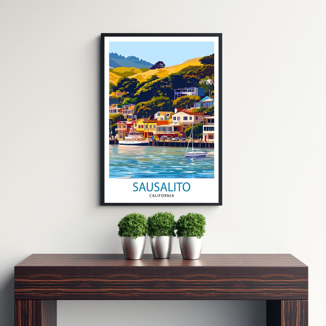 Sausalito California Travel Print, Scenic Landscape Poster - Image 3