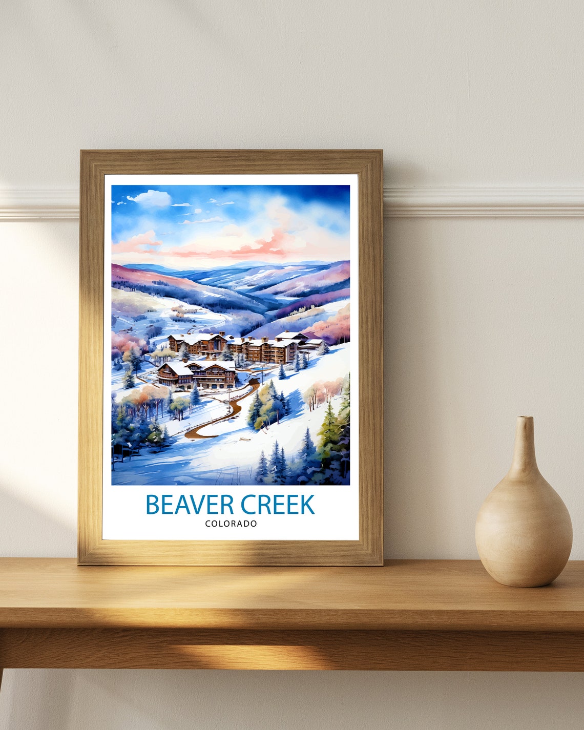 Beaver Creek Colorado Ski Resort Snowy Mountain Winter Art Poster - Image 2