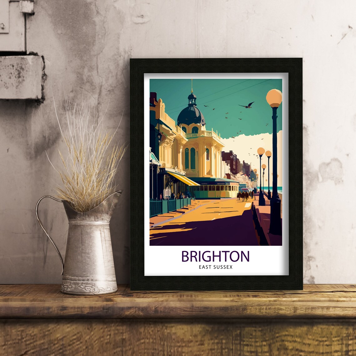 Brighton East Sussex Seaside Promenade Illustrated Travel Poster - Image 3