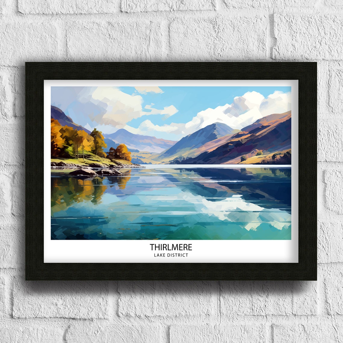 Thirlmere Lake District Mountain Lake Reflection Travel Art Poster - Image 3