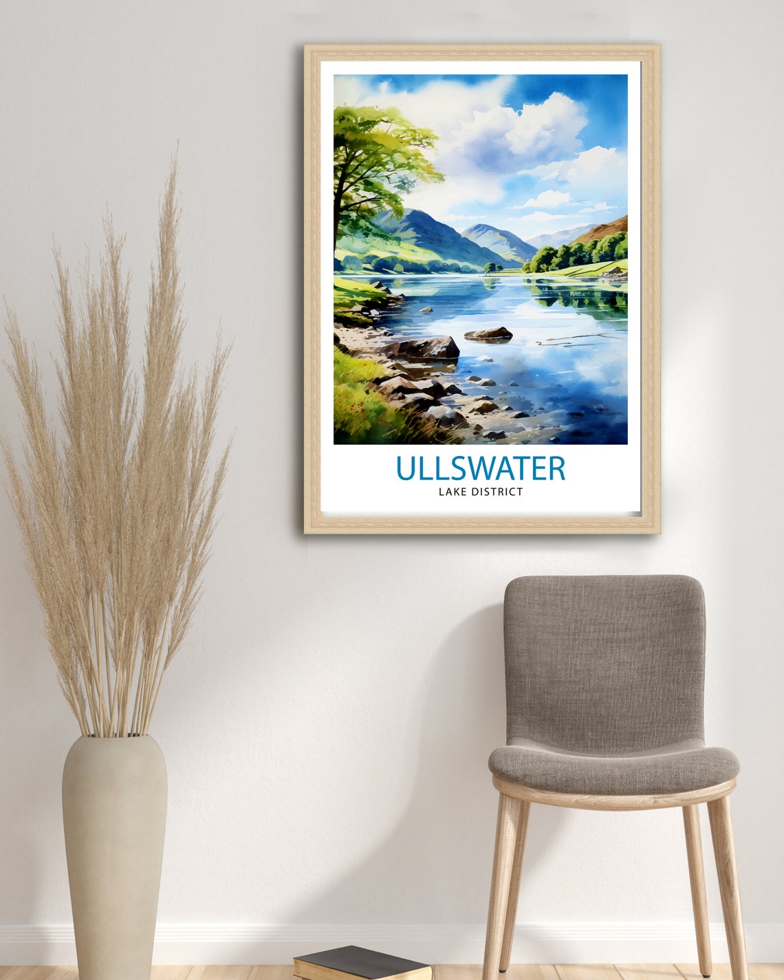 Ullswater Lake District Lakeshore Rocks Fell Watercolor Poster - Image 3