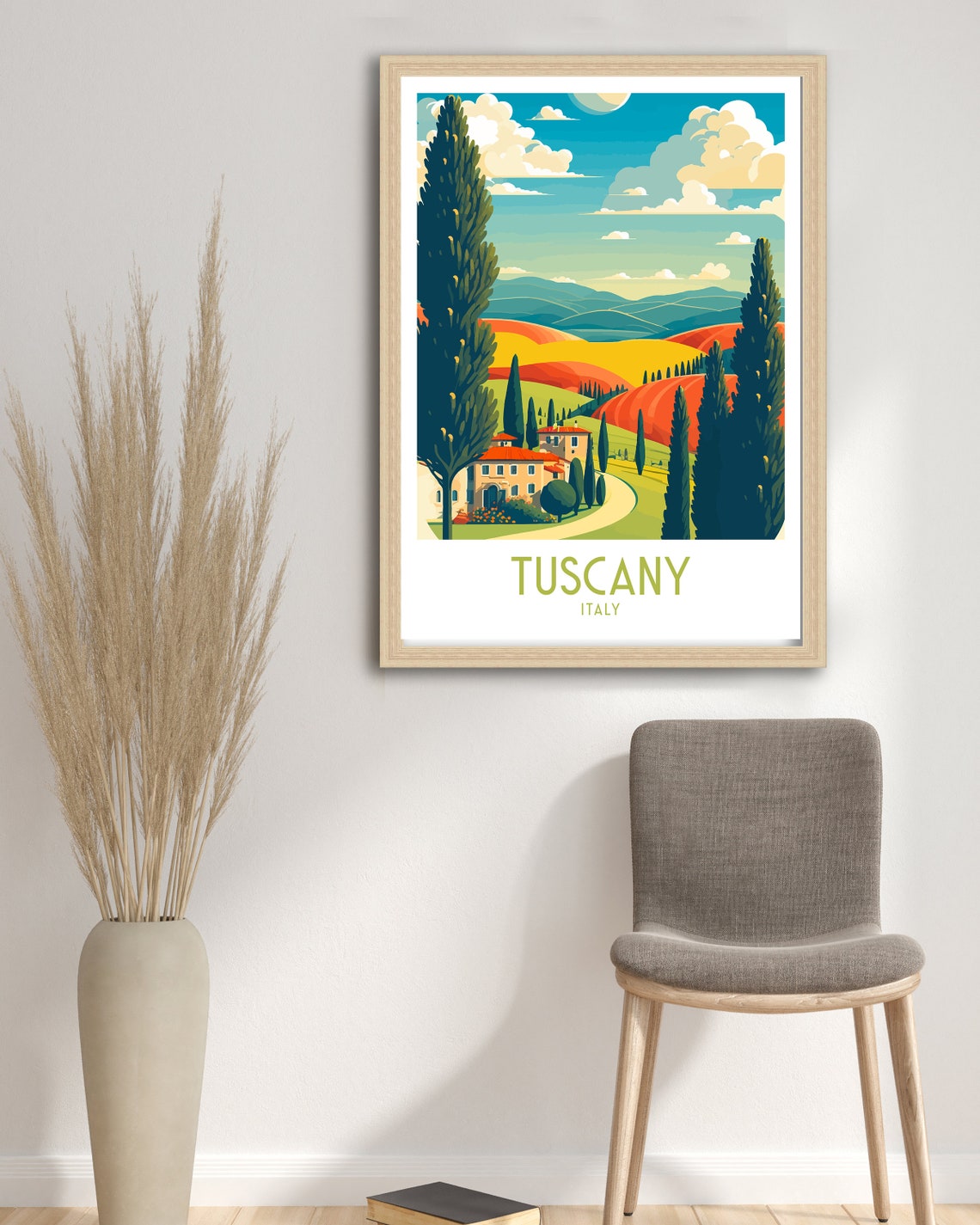 Tuscany Italy Rolling Hills Cypress Villa Vintage Travel Poster - Image 3