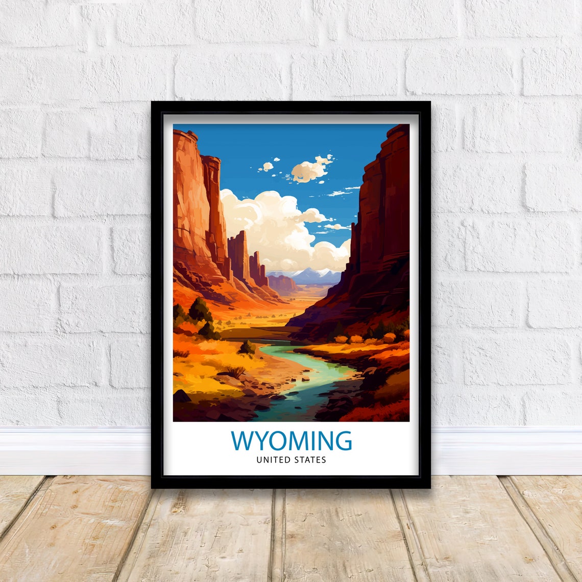Wyoming Usa Travel Print Wyoming Wall Decor Wyoming Poster Usa Travel Prints Wyoming Art Print Wyoming Illustration Wyoming Wall Art - Image 2