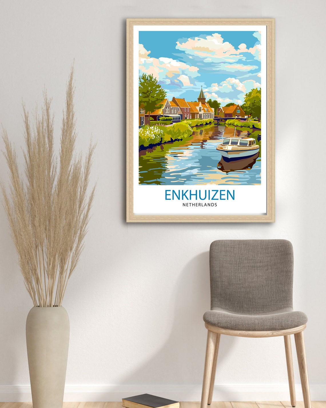 Enkhuizen Netherlands Historic Harbor Town Canal Boat Travel Poster - Image 2
