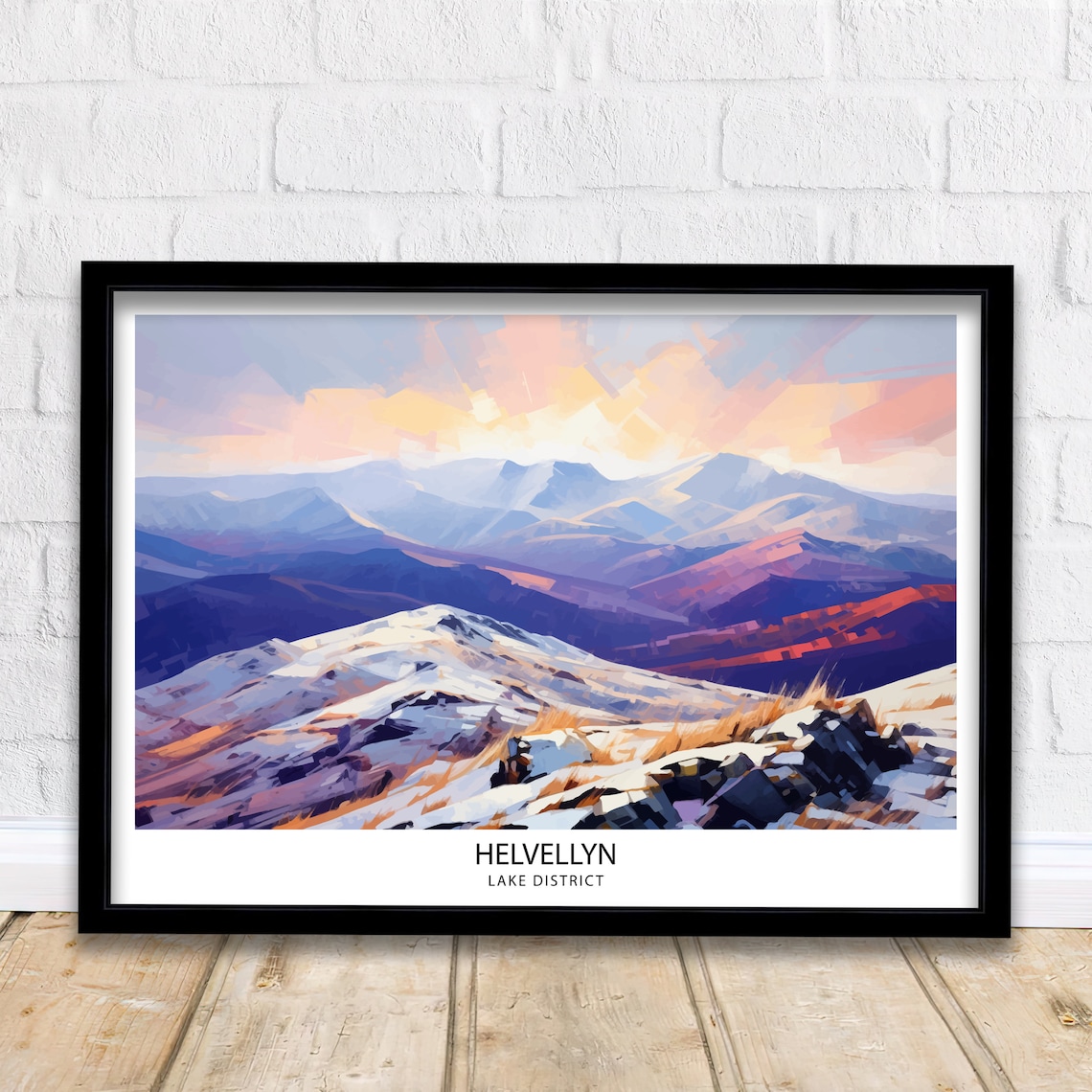 Helvellyn Lake District Art Print, British Mountain Landscape