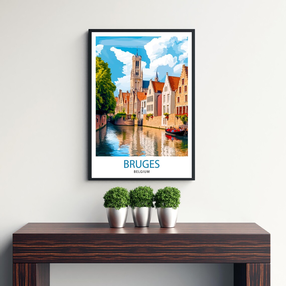 Bruges Belgium Canal Houses Belfry Vibrant City Travel Poster - Image 3
