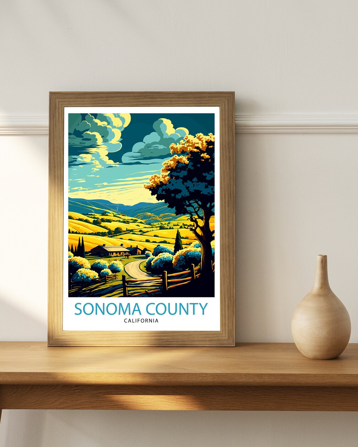 Sonoma County California Vineyard Hills Vintage Travel Poster - Image 2