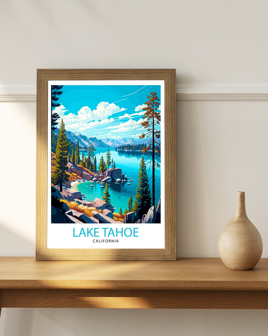 Lake Tahoe Travel Poster, California Wall Art Decor - Image 2