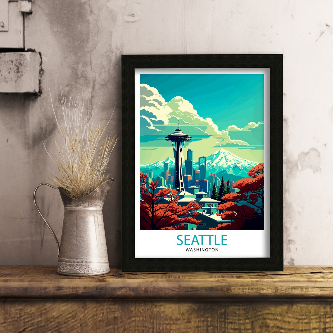 Seattle Travel Poster, Seattle Washington Home Decor - Image 3