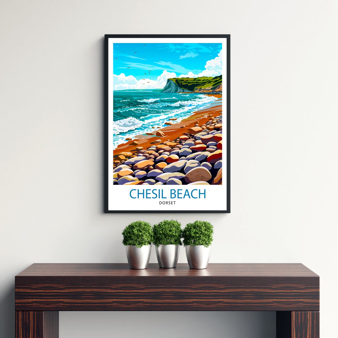 Chesil Beach Dorset Shingle Shore Cliffs Coastal Wave Poster - Image 3
