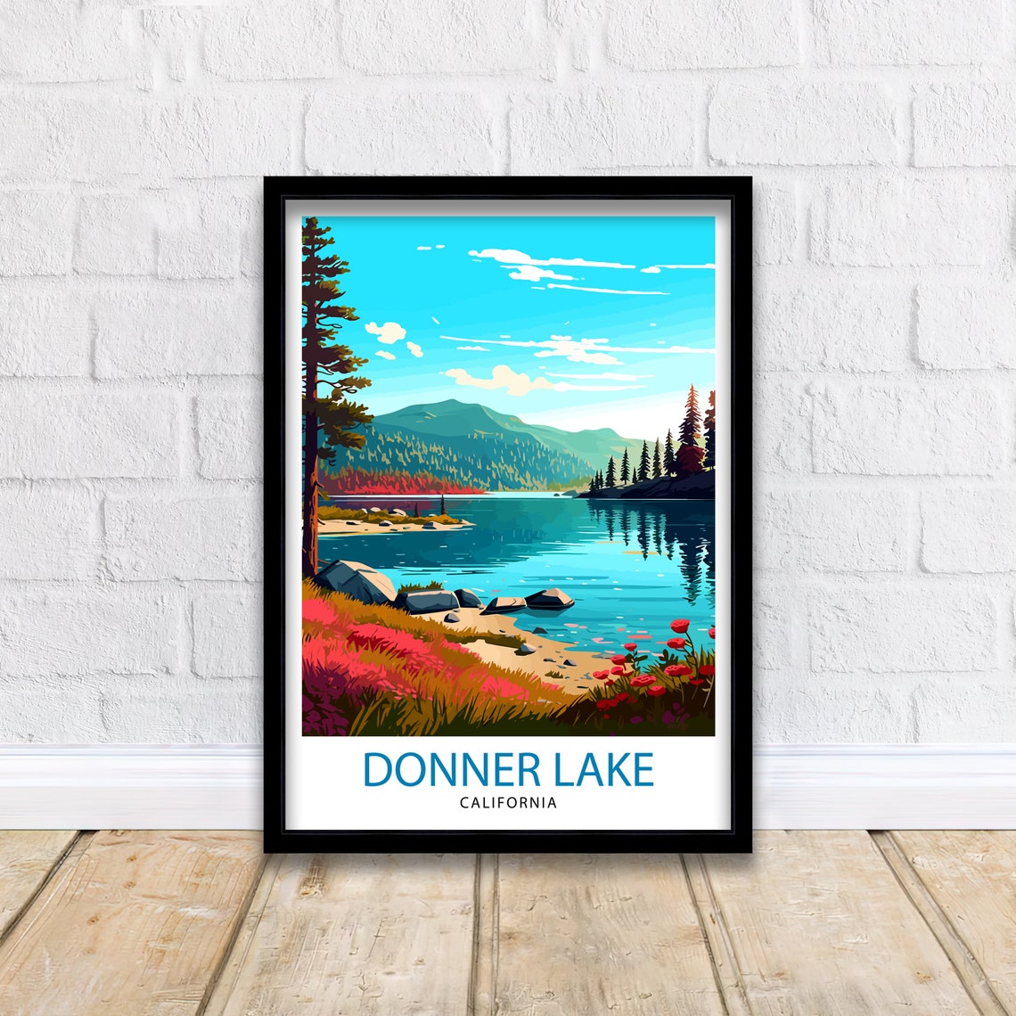 Donner Lake California Alpine Lake Pine Forest Mountain View Poster - Image 3