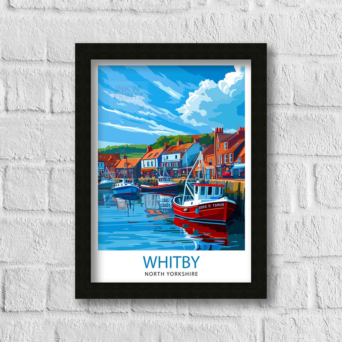 Whitby Harbour Travel Poster, Whitby UK Decor - Image 3
