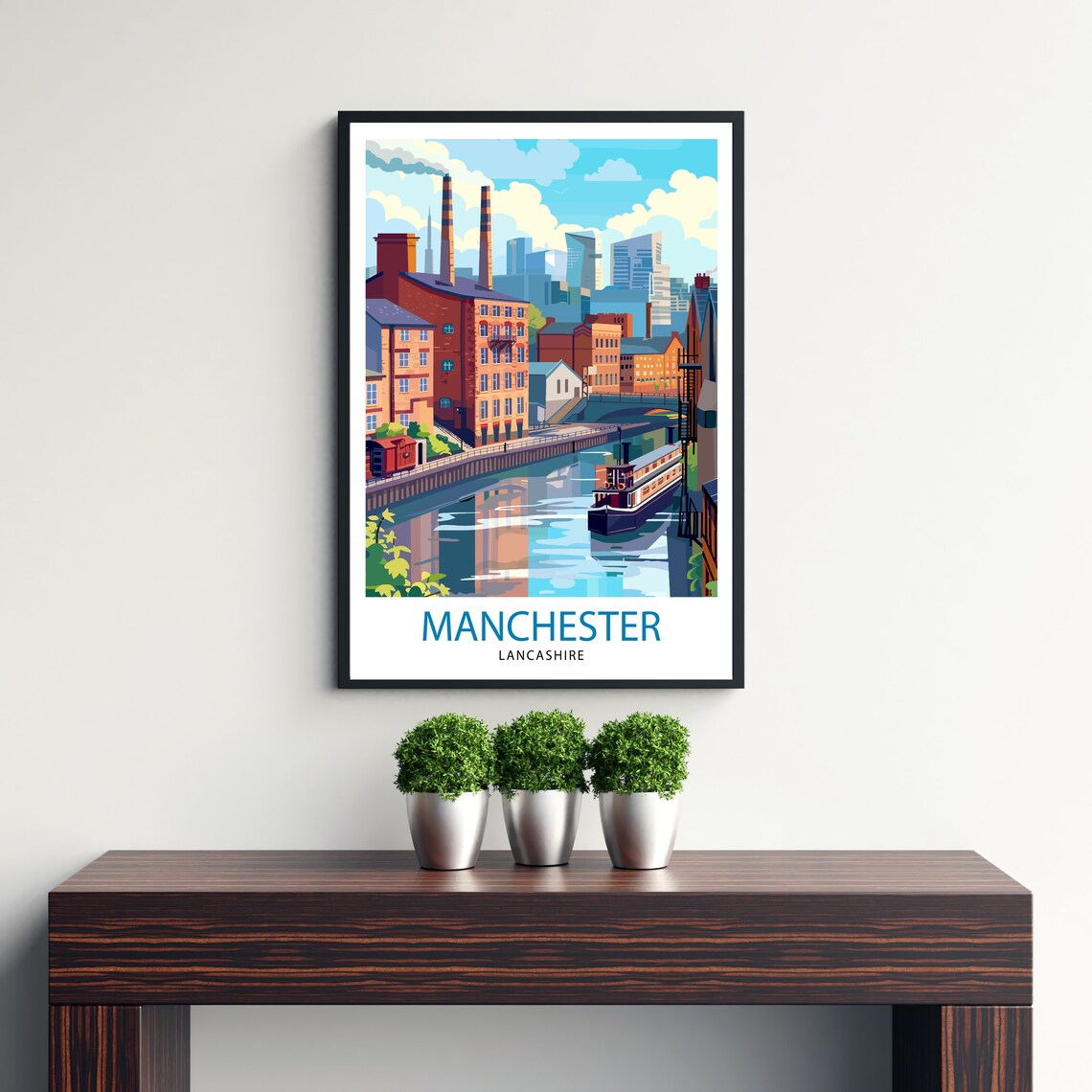 Manchester Travel Poster, Cityscape Wall Decor - Image 3