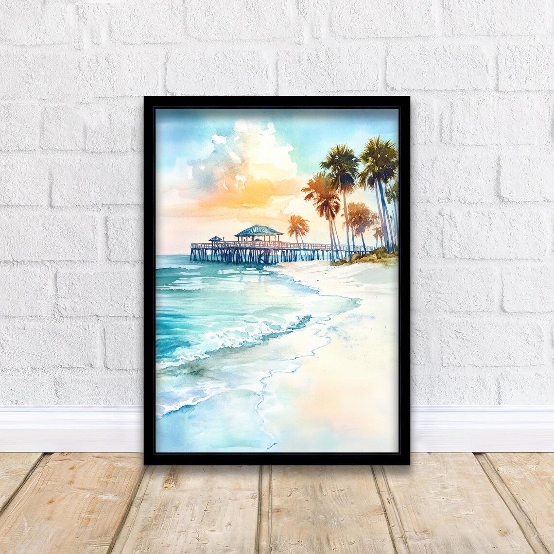 Clearwater Beach Florida Watercolor Art Print