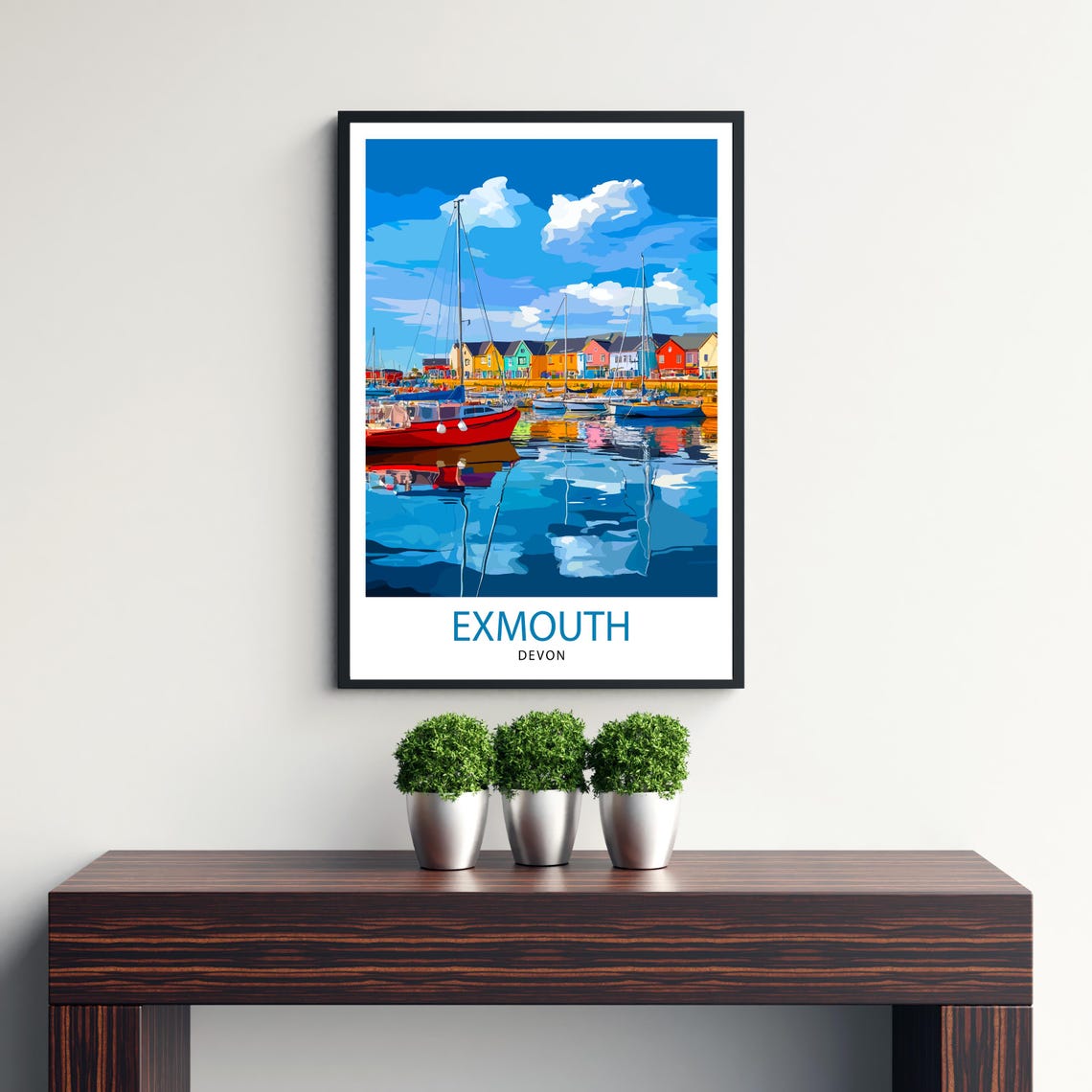 Exmouth Devon Harbor Sailboats Vintage Style Travel Poster Wall Decor - Image 2