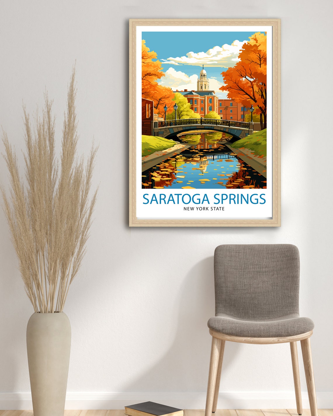 Saratoga Springs New York State Travel Print New York Wall Decor Saratoga Springs Poster Upstate New York Travel Prints Saratoga Springs - Image 3