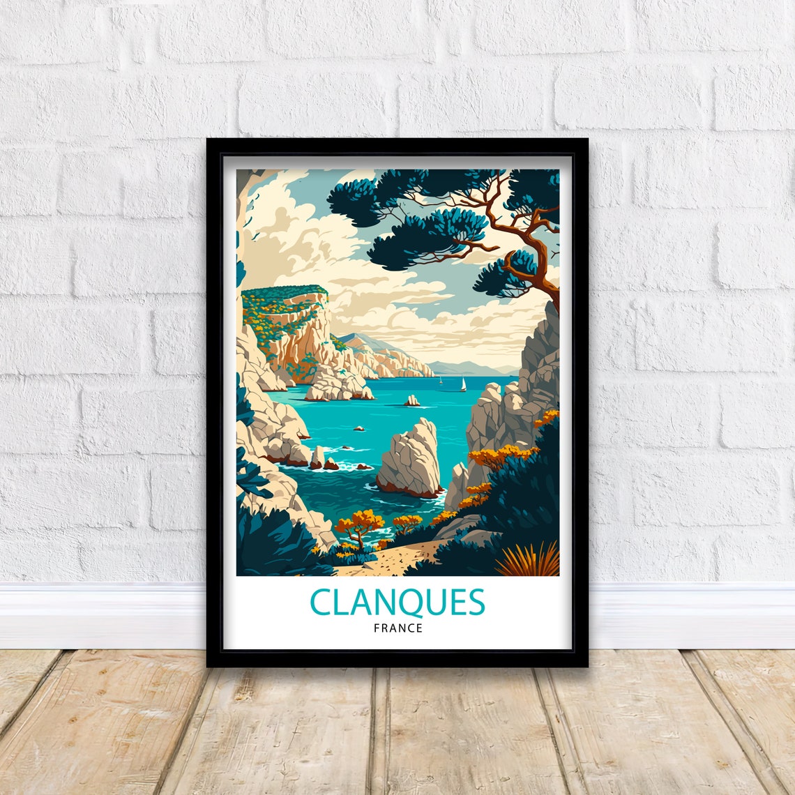 Calanques France White Limestone Cliffs Turquoise Sea Cove Poster - Image 2