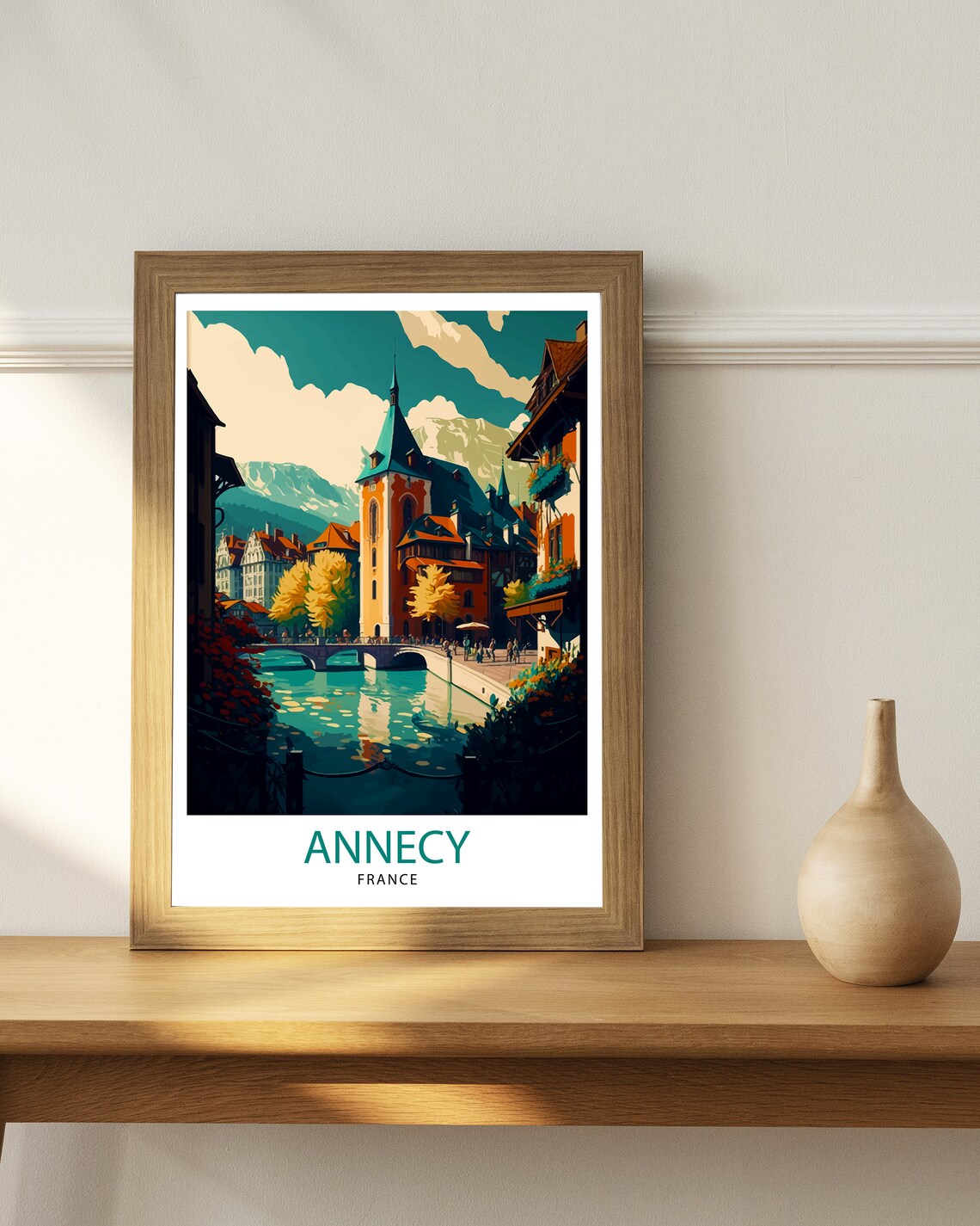 Annecy France Travel Poster, Lake Illustration - Image 2