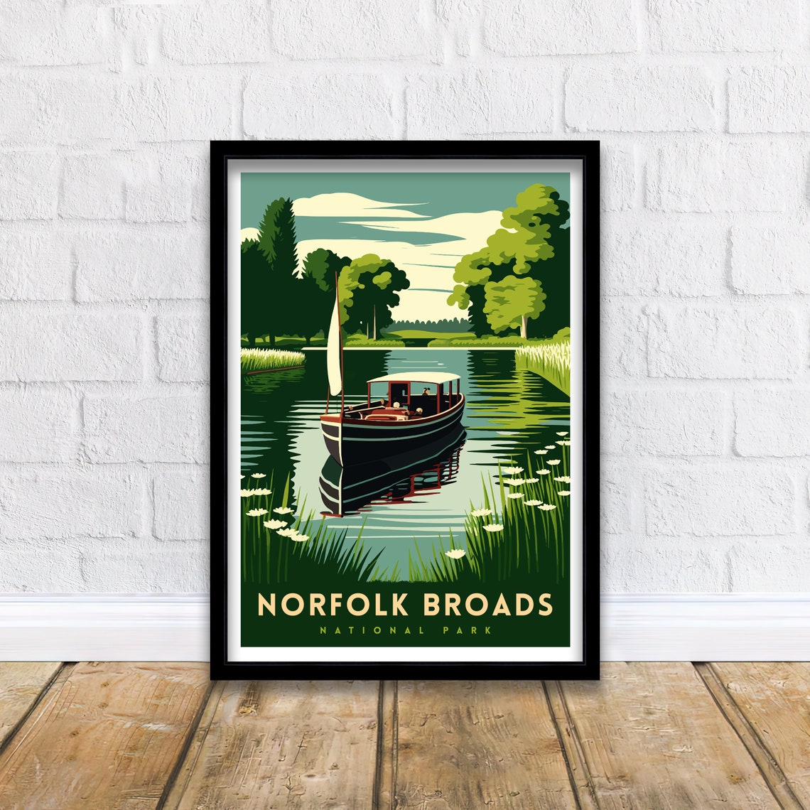 Norfolk Broads Travel Print Norfolk Broads Print Norfolk Travel Poster Norfolk Broads Art Broads National Park National Park