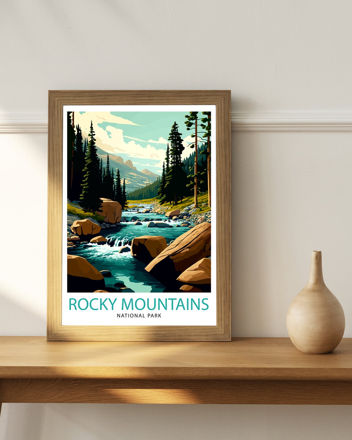 Rocky Mountains National Park Forest Pine Stream Artwork Poster - Image 3