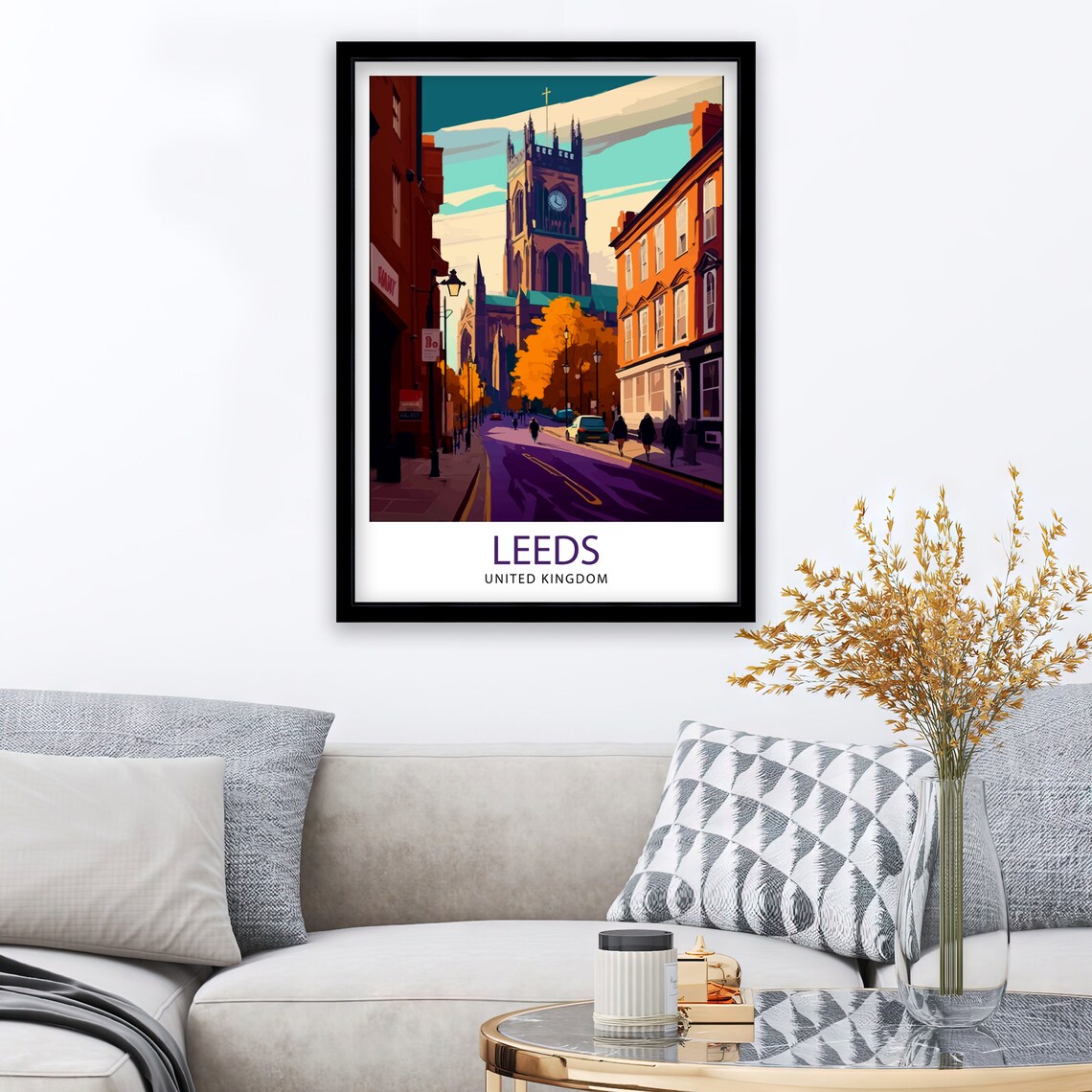 Leeds Travel Poster, Cityscape Art Print - Image 2