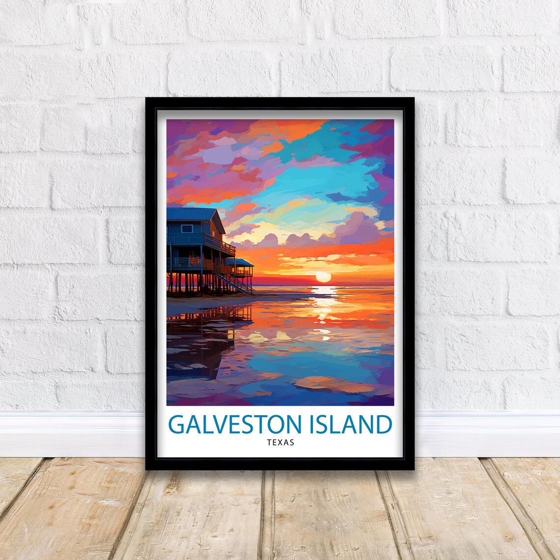 Galveston Island Texas Travel Poster, Coastal Decor - Image 2