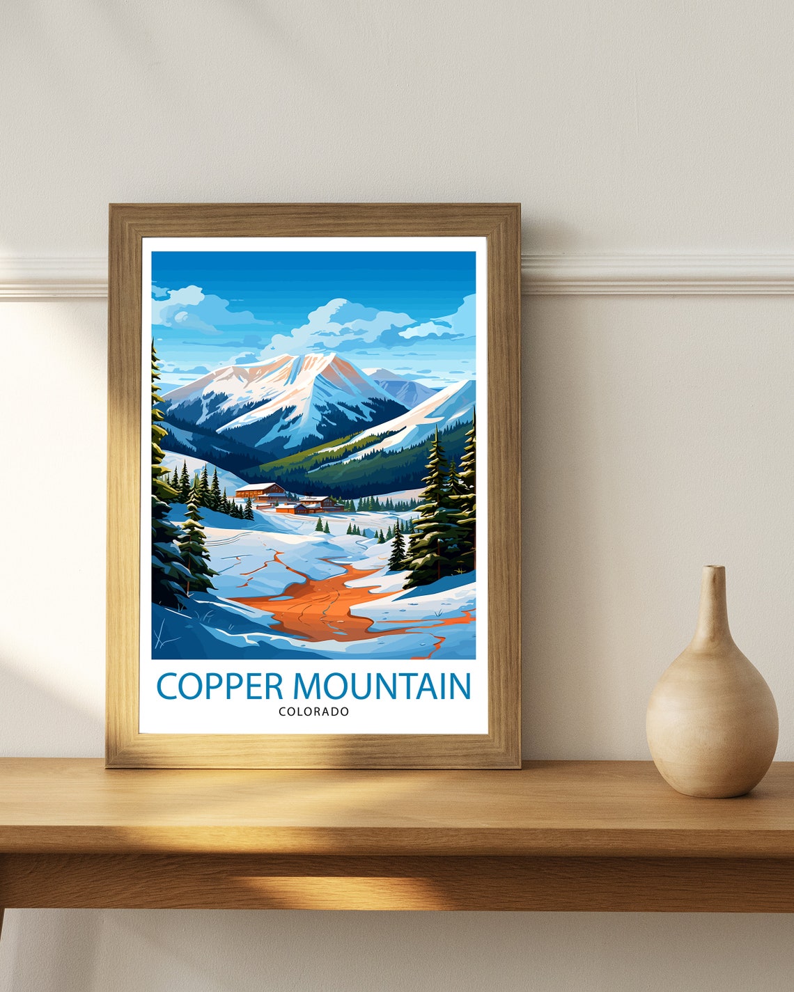 Copper Mountain Colorado Snowy Peak Ski Lodge Pines Winter Poster - Image 3