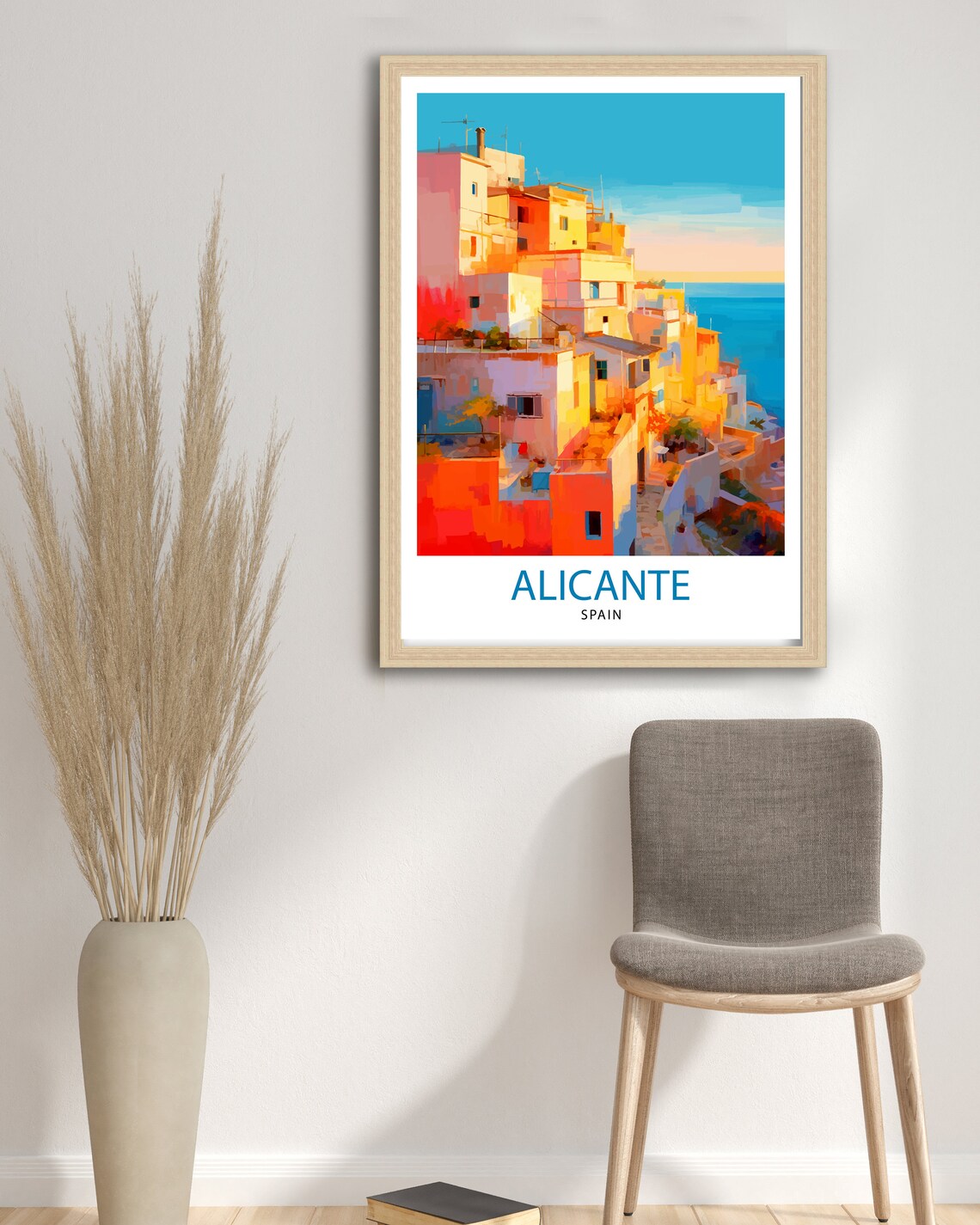 Alicante Spain Sunny Coastal Old Town Illustration Travel Poster - Image 3