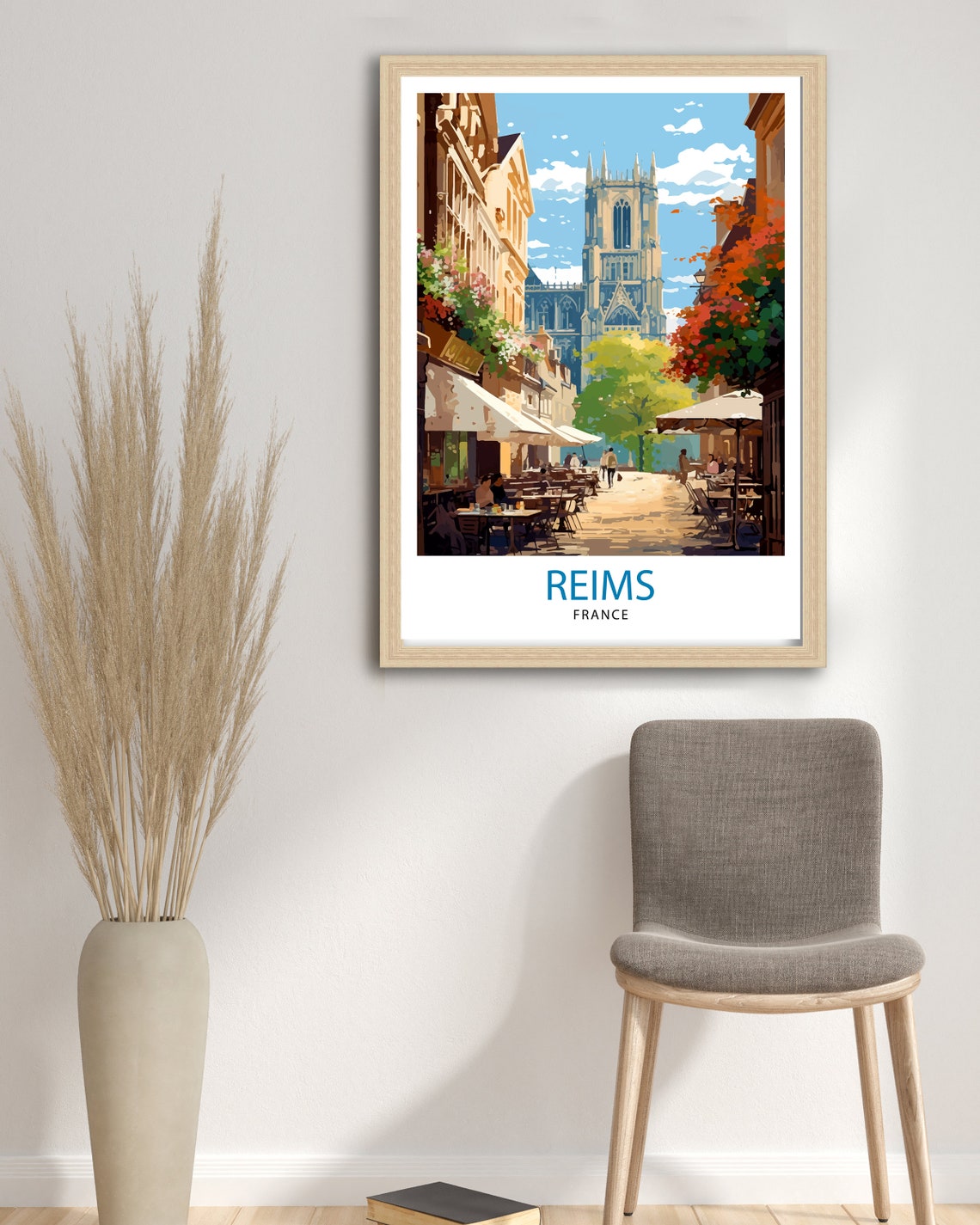 Reims France Travel Print Reims Wall Decor Reims Home Living Decor Reims France Illustration Travel Poster Gift For Reims France Home Decor - Image 3