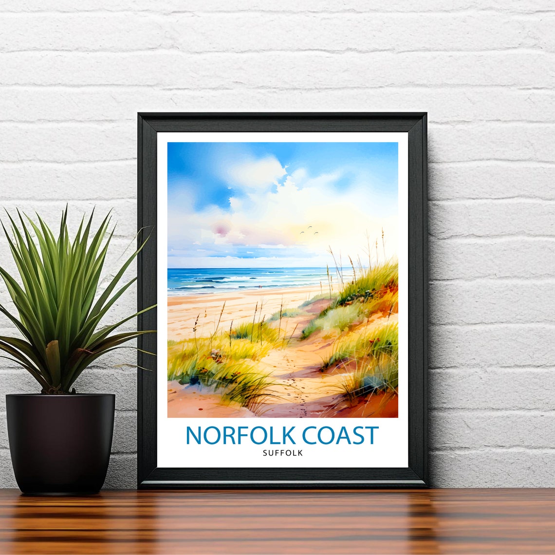 Norfolk Coast Suffolk Dune Path Watercolor Beach Scene Poster - Image 2