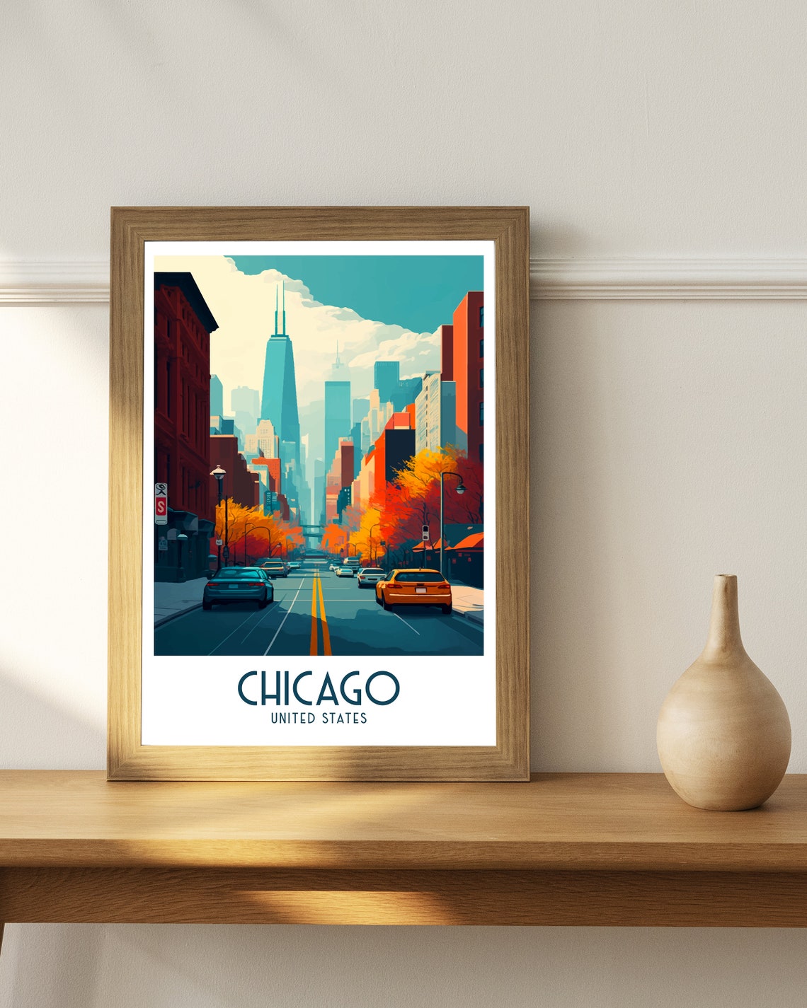 Chicago United States Autumn Street Skyline Tower View Poster - Image 3