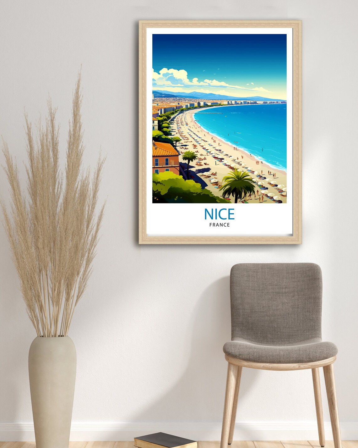 Nice France Riviera Beach Promenade Summer Vintage Travel Poster - Image 3