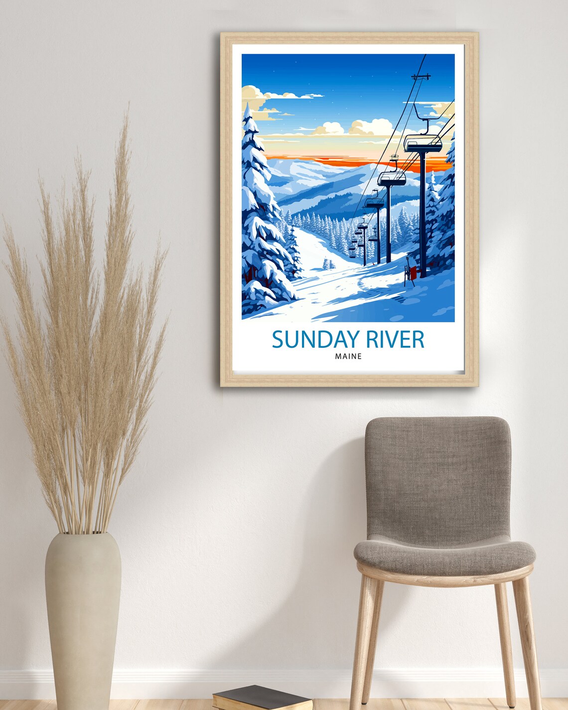 Sunday River Maine Ski Poster, Mountain Landscape - Image 3