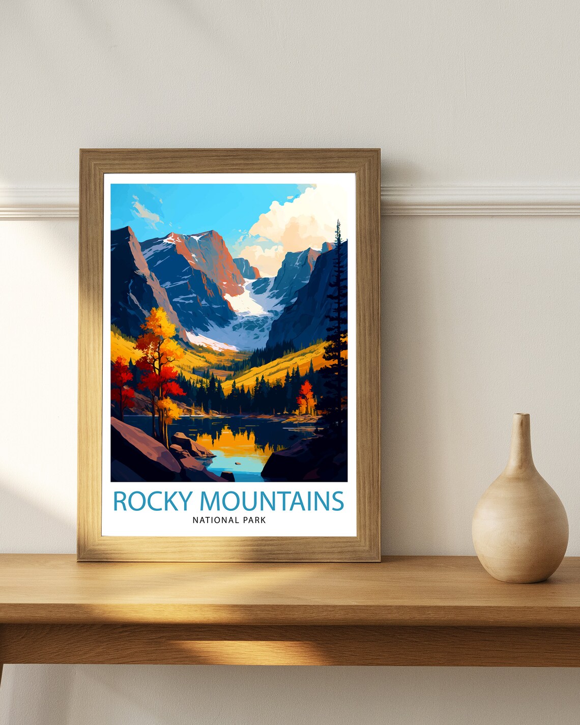 Rocky Mountains National Park Alpine Lake Fall Vintage Travel Poster - Image 2