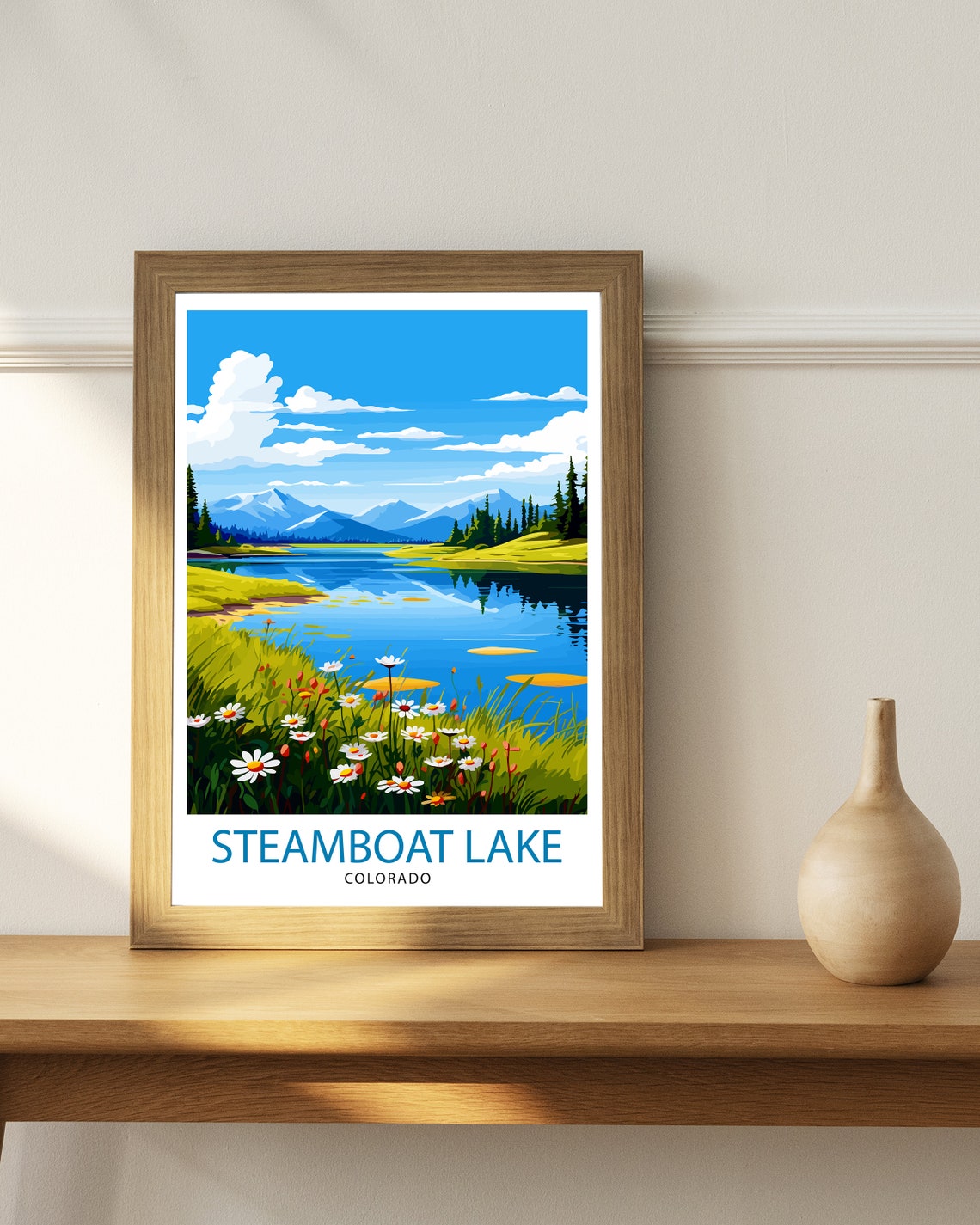 Steamboat Lake Colorado Wildflower Meadow Summer Scene Poster - Image 3