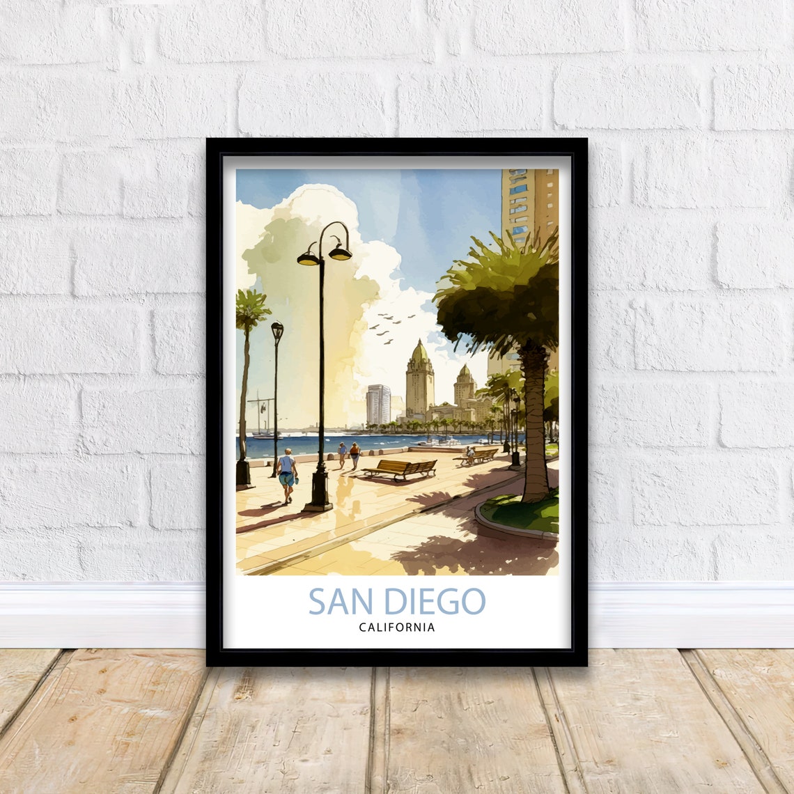 San Diego California Travel Print San Diego Wall Decor San Diego Home Living Decor San Diego Illustration San Diego Travel Poster Gift - Image 2