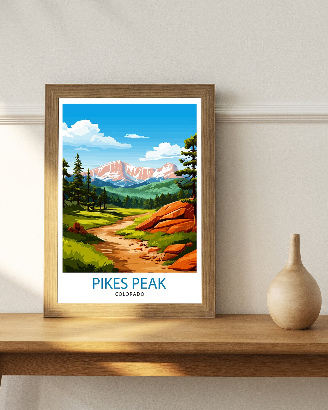 Pikes Peak Colorado Travel Poster, Rocky Mountain Art - Image 2