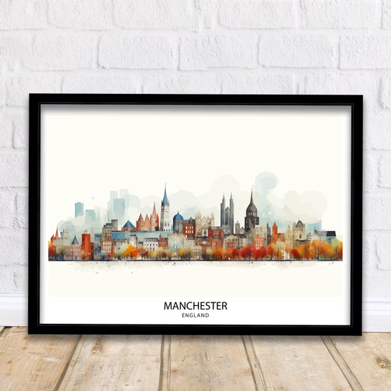 Manchester Travel Poster, Cityscape Home Decor