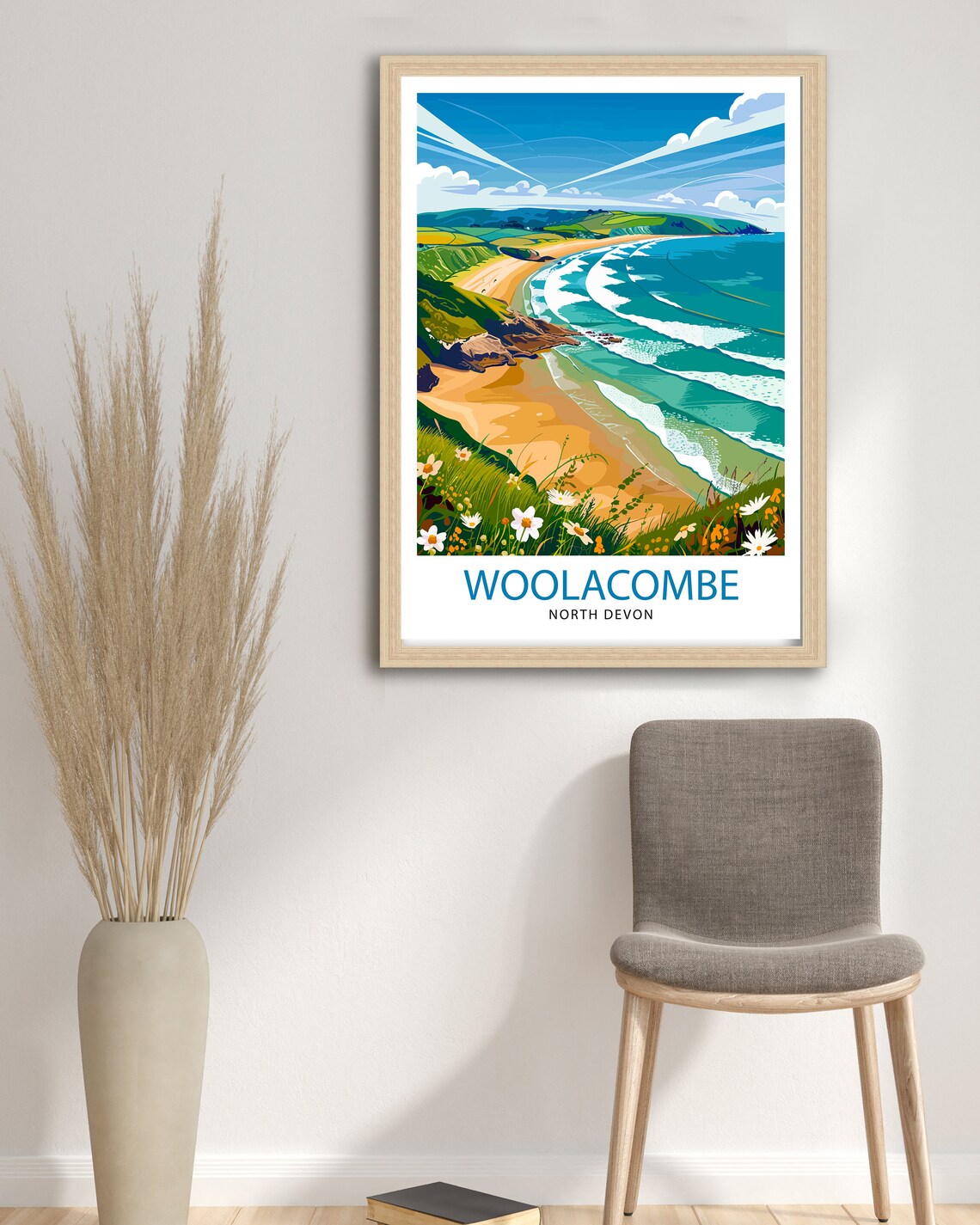 Woolacombe North Devon Travel Poster, Home Decor - Image 2