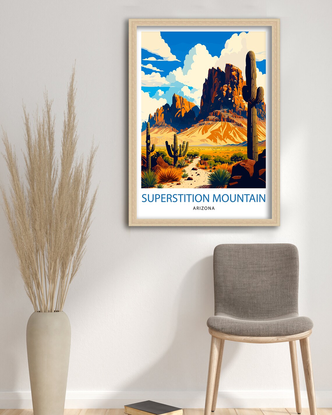 Superstition Mountain Arizona Desert Saguaro Cacti Travel Poster - Image 3