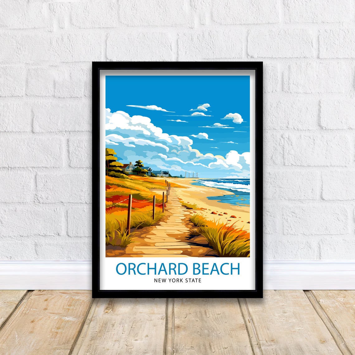 Orchard Beach New York State Wooden Boardwalk Dune Path Poster - Image 2