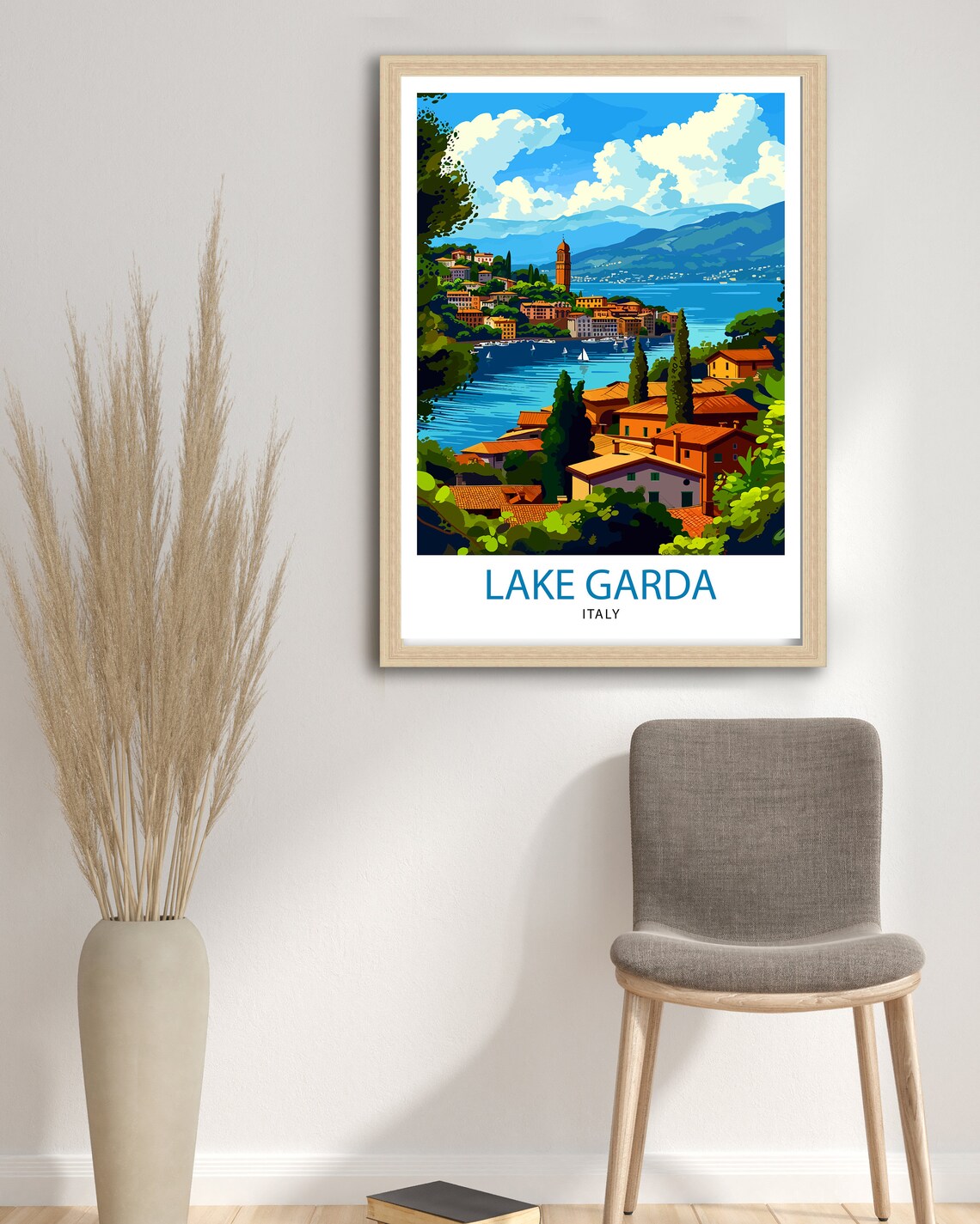 Lake Garda Italy Lakeside Town Travel Poster With Sailboats Art - Image 2