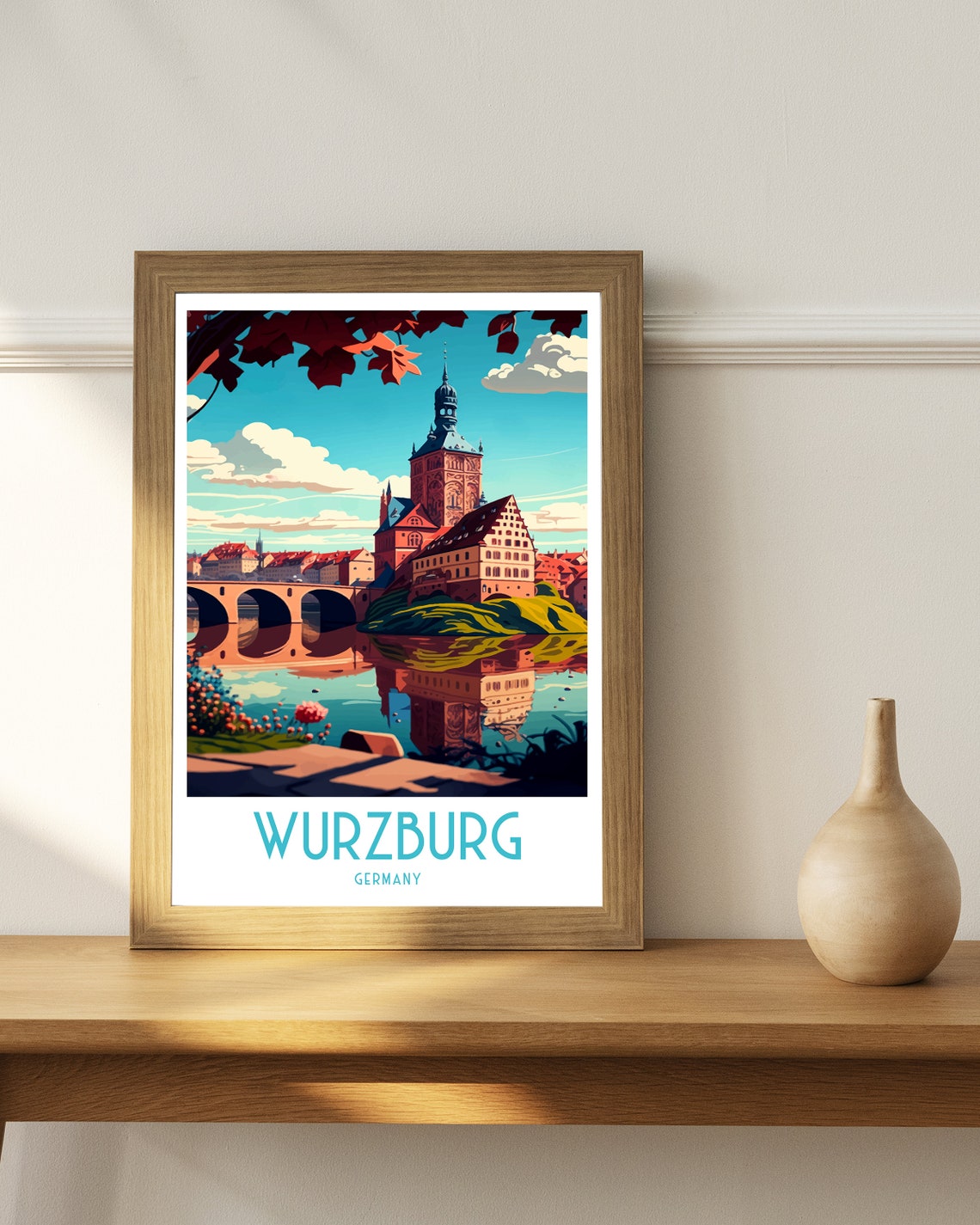 Wurzburg Travel Print Wurzburg Wall Decor Wurzburg Poster Germany Travel Prints Wurzburg Art Print Wurzburg Germany Illustration Wurzburg - Image 2