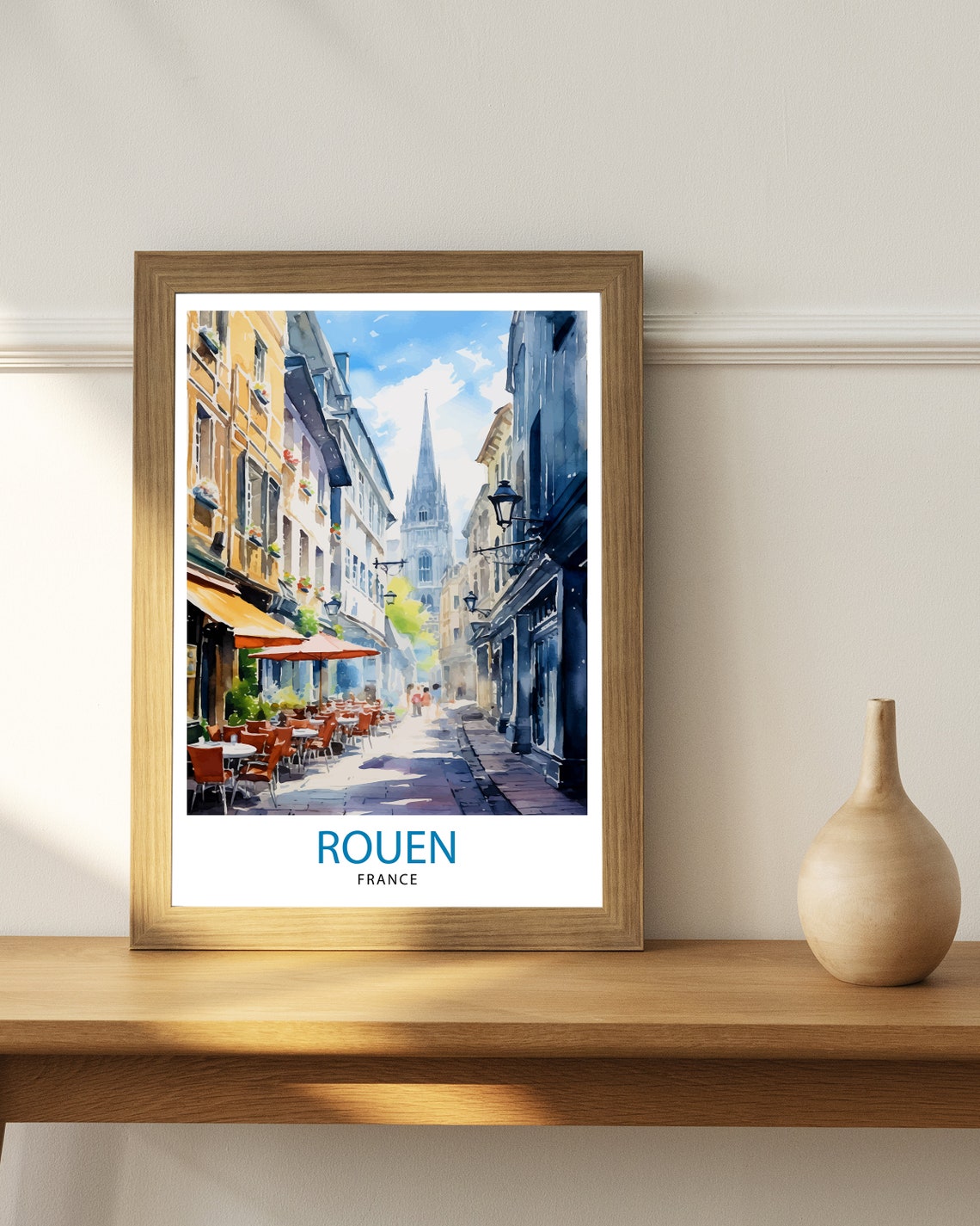 Rouen France Travel Print France Wall Decor Rouen Poster Normandy Travel Prints France Art Print Rouen Illustration France Wall Art City - Image 3