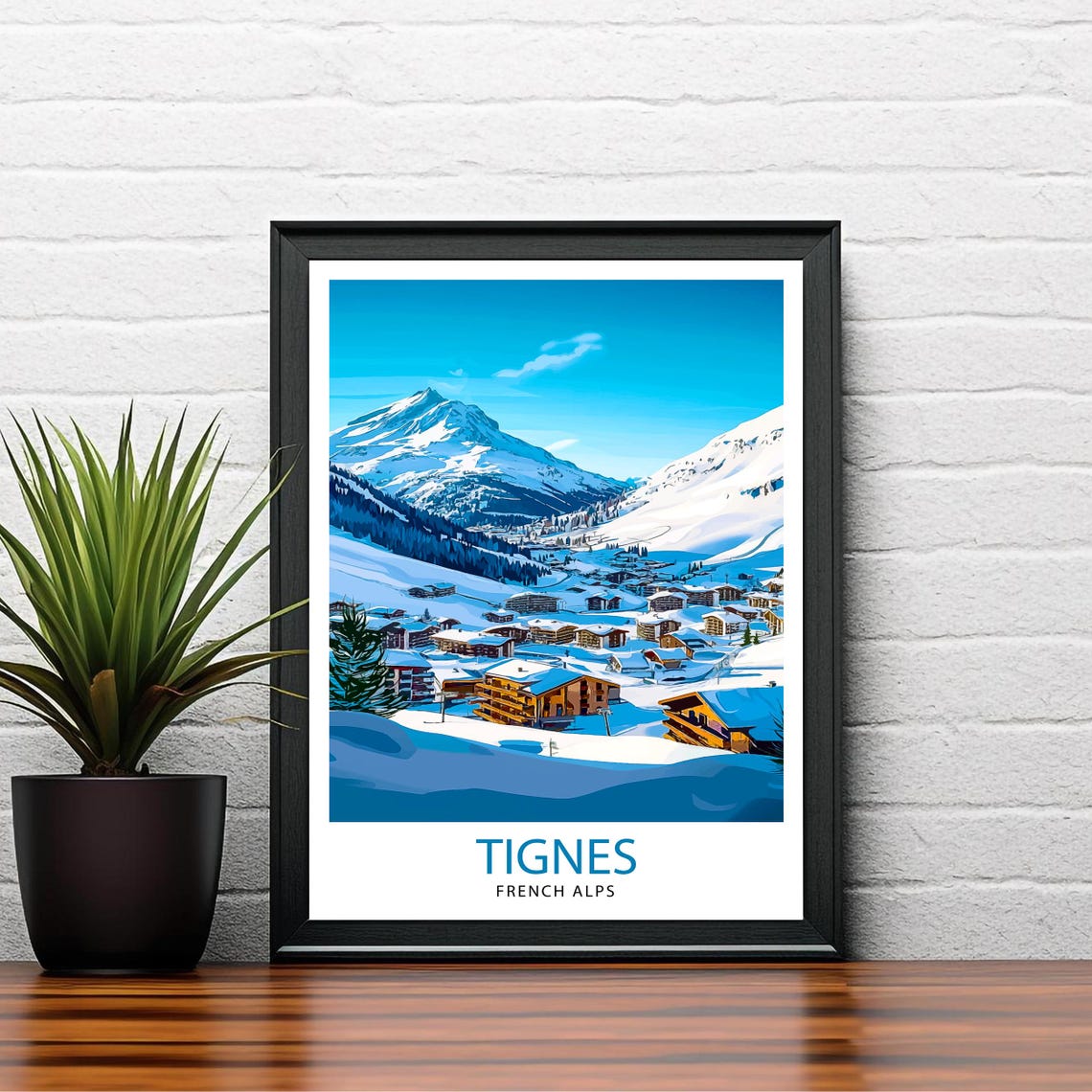 Tignes French Alps Ski Village Snowy Mountain Resort Travel Poster - Image 2