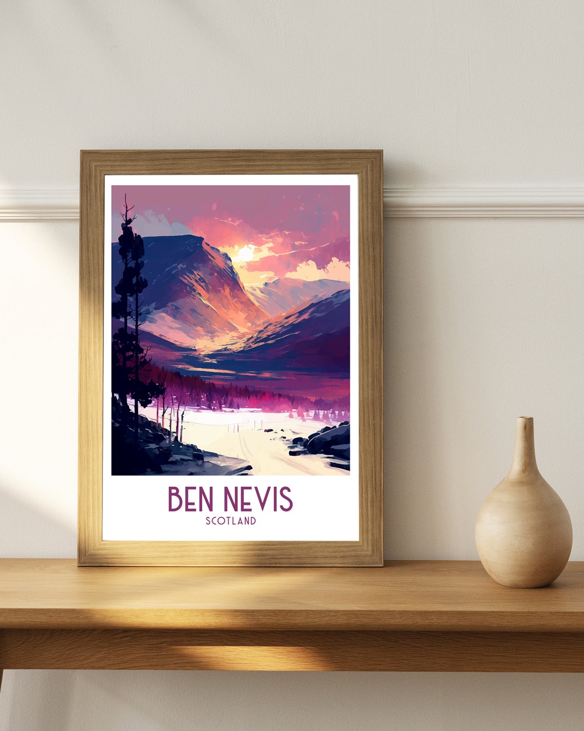 Ben Nevis Scotland Mountain Valley Dusk Purple Glow Travel Poster - Image 3
